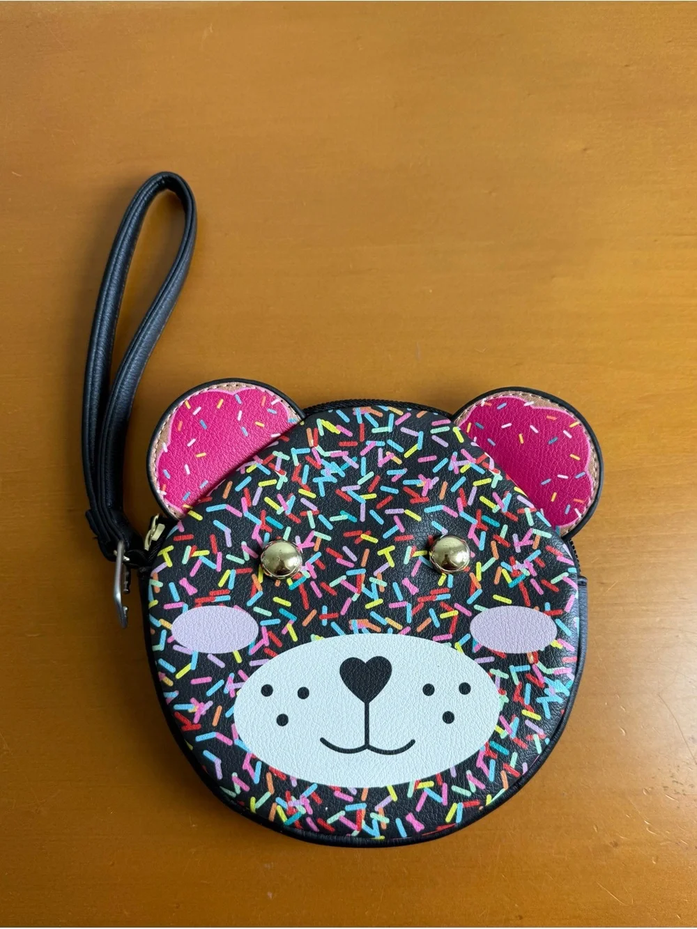 Luv Betsey Sprinkle Bear Donut by Betsey Johnson Circular Wristlet Coin Purse